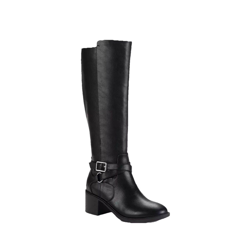 Style & Co Uticaa Womens Boots Black Knee High Riding Western Belted Ankle New